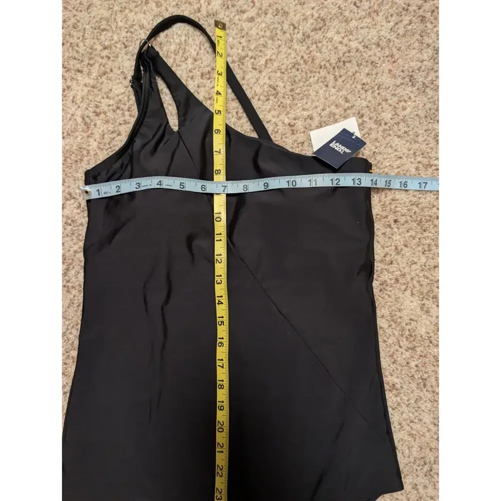 Lands' End Women's One Shoulder Tummy Control One Piece Swimsuit Black Medium